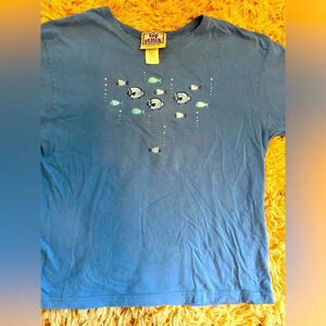 Embroidered fish tee